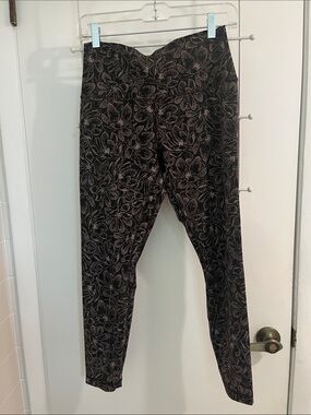 Lululemon Brown and Pink Floral Print High-Waist Leggings